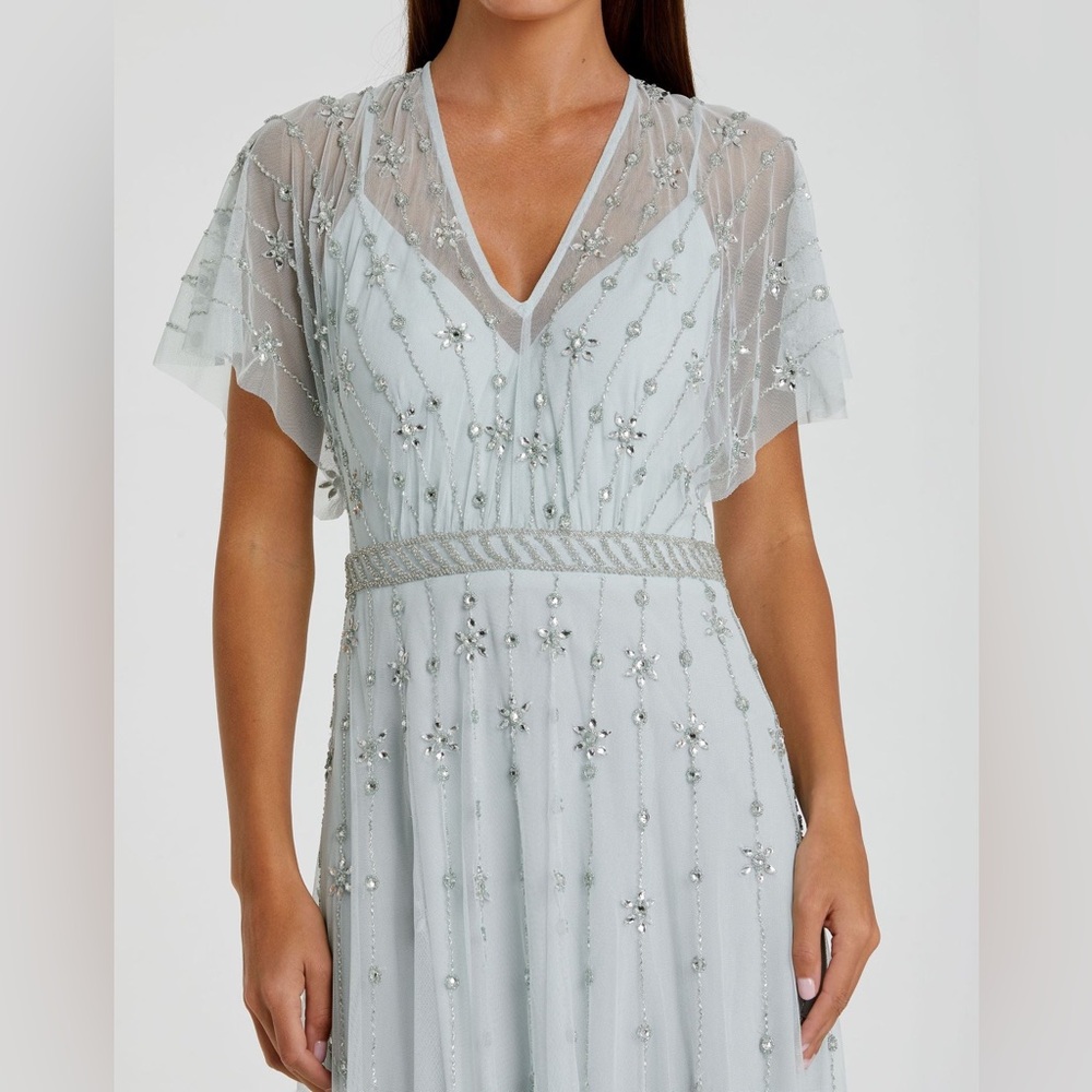 Mac Duggal Pale Blue Embellished Tulle Maxi Dress - Picture 2 of 3